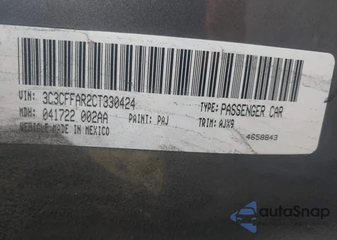 2012 Fiat 500 Pop из США, поврежденный, VIN 3C3CFFAR2CT330424